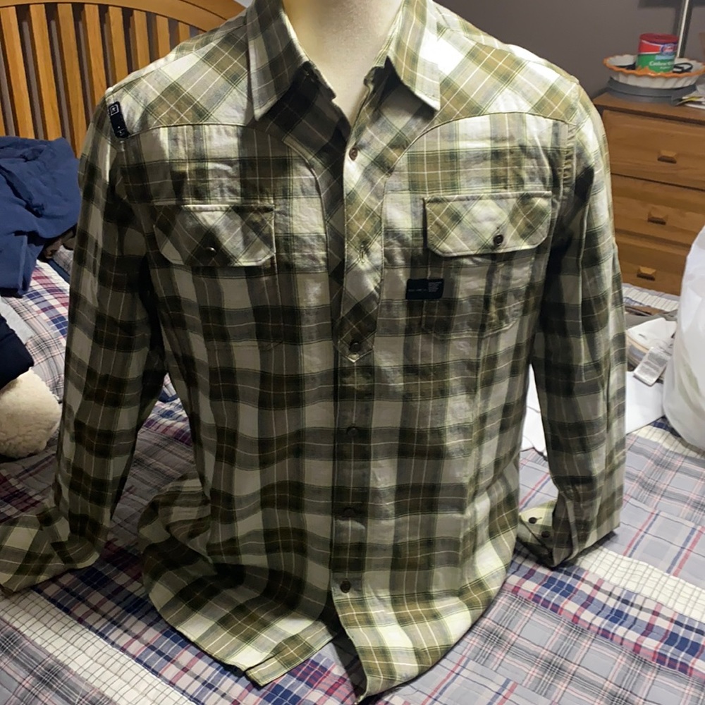 Rocawear Green & White Plaid Buttondown Shirt
